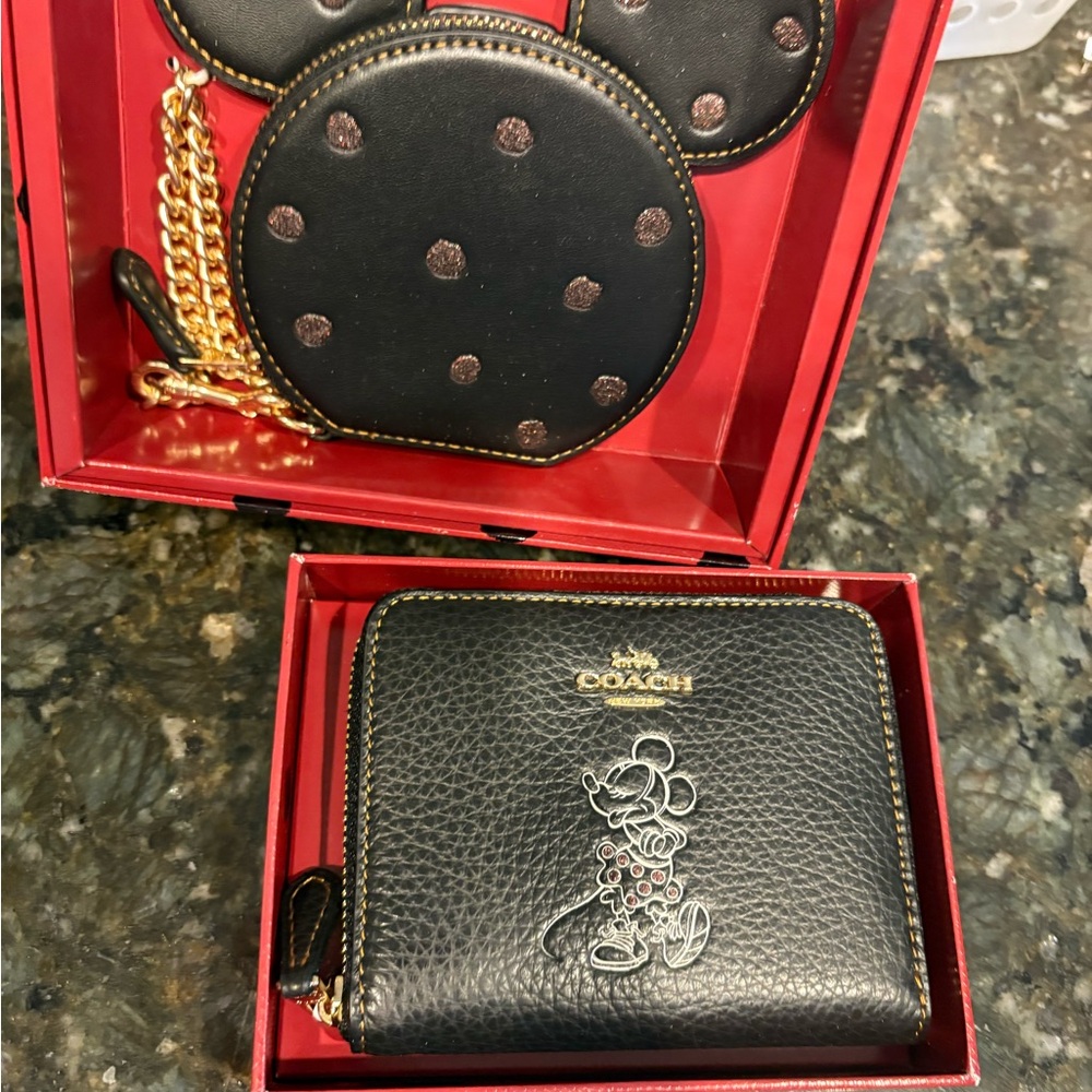 Coach Mickey Mouse Pink Tote and Black Wallet collector 3 Set - Picture 6 of 8